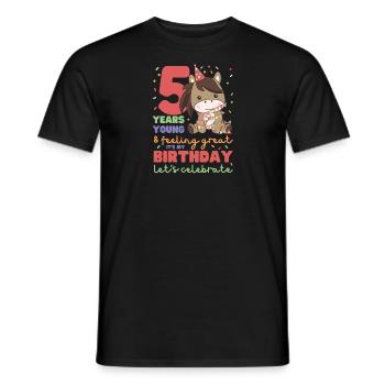 Horse for 5th birthday Children five years old - Men's T-Shirt - black - Front - AI Model Male 178 light (178cm)