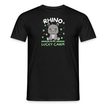 Rhino is my lucky carm Shamrock St Patrick's Day - Men's T-Shirt - black - Front - AI Model Male 178 light (178cm)