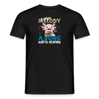 Autism Awareness Month Puzzle Music Axolotl - Men's T-Shirt - black - Front - AI Model Male 178 light (178cm)