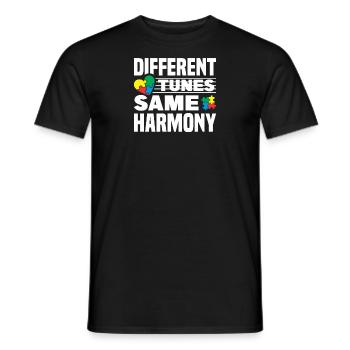 Mois de la sensibilisation à l’autisme Puzzle Musique Cœur - T-shirt homme - noir - Devant - AI Model Male 178 light (178cm)