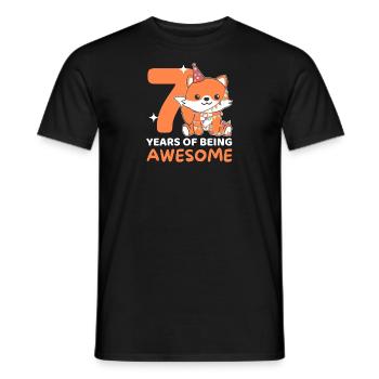Fuchs zum 7. Geburtstag Kinder sieben Jahre alt - Männer T-Shirt - Schwarz - Vorne - AI Model Male 178 light (178cm)