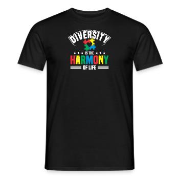Mois de la sensibilisation à l’autisme Puzzle Musique Cœur - T-shirt homme - noir - Devant - AI Model Male 178 light (178cm)