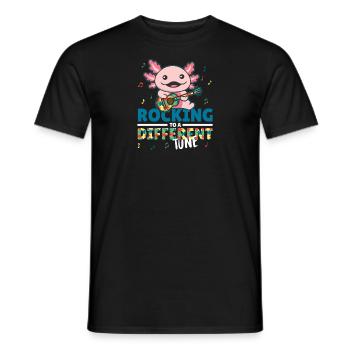 Autism Awareness Month Puzzle Music Axolotl - Men's T-Shirt - black - Front - AI Model Male 178 light (178cm)