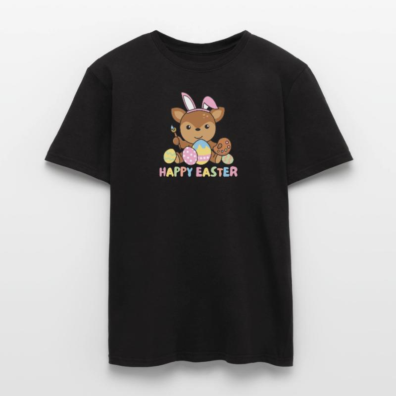 happy easter sweet deer Easter with Easter eggs Men's T-shirt
