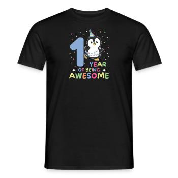 Penguin for the 1st birthday for children one year old - Men's T-Shirt - black - Front - AI Model Male 178 light (178cm)