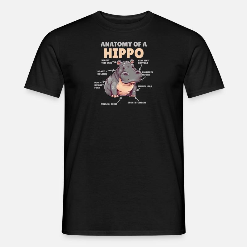 Explication de l’hippopotame doux Anatomie d’un hippopotame - T-shirt homme - noir