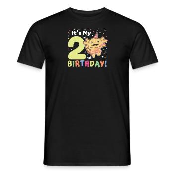 Axolotl pour les enfants de 2ème anniversaire deux ans - T-shirt homme - noir - Devant - AI Model Male 178 light (178cm)