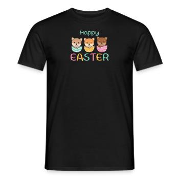 cute dogs for Easter with Easter eggs Shiba Inu - Men's T-Shirt - black - Front - AI Model Male 178 light (178cm)