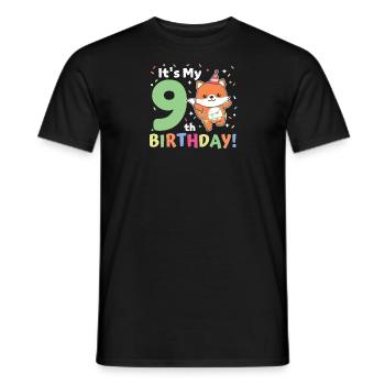 Fuchs zum 9. Geburtstag Kinder neun Jahre alt - Männer T-Shirt - Schwarz - Vorne - AI Model Male 178 light (178cm)