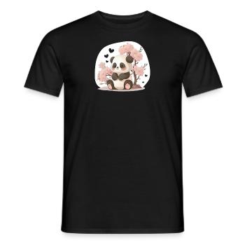 Panda cute animals for kids Kawaii pandas bears - Men's T-Shirt - black - Front - AI Model Male 178 light (178cm)