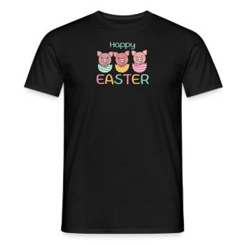 cochons doux à Pâques avec œufs de Pâques porc - T-shirt homme - noir - Devant - AI Model Male 178 light (178cm)