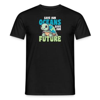 La Terre des tortues sauve nos océans sauve notre avenir - T-shirt homme - noir - Devant - AI Model Male 178 light (178cm)
