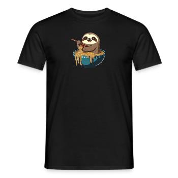 But first Ramen süße Faultier isst Ramen - Männer T-Shirt - Schwarz - Vorne - AI Model Male 178 light (178cm)