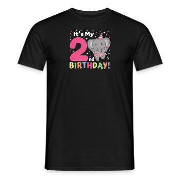 Elefant zum 2. Geburtstag Kinder zwei Jahre alt - Männer T-Shirt - Schwarz - Vorne - AI Model Male 178 light (178cm)