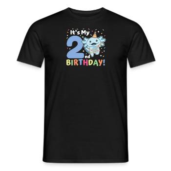 Axolotl pour les enfants de 2ème anniversaire deux ans - T-shirt homme - noir - Devant - AI Model Male 178 light (178cm)