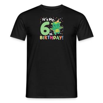 Drache zum 6. Geburtstag Kinder sechs Jahre alt - Männer T-Shirt - Schwarz - Vorne - AI Model Male 178 light (178cm)