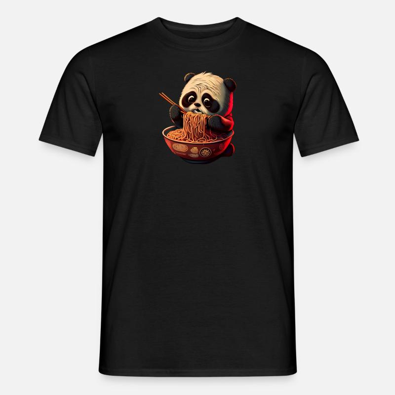 But first ramen sweet panda eats ramen - Men's T-shirt - black