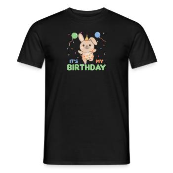 Lapin d’anniversaire pour les enfants c’est mon anniversaire - T-shirt homme - noir - Devant - AI Model Male 178 light (178cm)