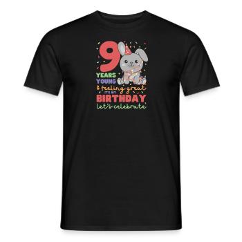 Rabbit for 9th birthday Children nine years old - Men's T-Shirt - black - Front - AI Model Male 178 light (178cm)