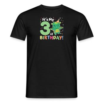 Drache zum 3. Geburtstag Kinder drei Jahre alt - Männer T-Shirt - Schwarz - Vorne - AI Model Male 178 light (178cm)