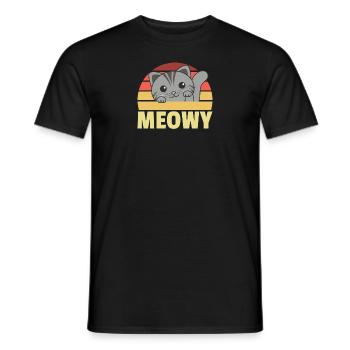 kawaii cat cute manga anime cats retro meowy - Men's T-Shirt - black - Front - AI Model Male 178 light (178cm)