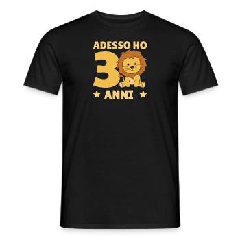 Children 3rd birthday lion 3 years old - Men's T-Shirt - black - Front - AI Model Male 178 light (178cm)