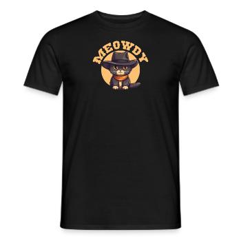 Meowdy Howdy Katze Cowboyhut süße Katzen - Männer T-Shirt - Schwarz - Vorne - AI Model Male 178 light (178cm)