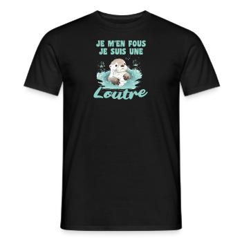 Je m'en fous je suis une loutre - süßer Otter - Männer T-Shirt - Schwarz - Vorne - AI Model Male 178 light (178cm)