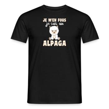 Je m'en fous je suis un alpaga - süßes Alpaka - Männer T-Shirt - Schwarz - Vorne - AI Model Male 178 light (178cm)