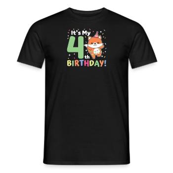 Fuchs zum 4. Geburtstag Kinder vier Jahre alt - Männer T-Shirt - Schwarz - Vorne - AI Model Male 178 light (178cm)