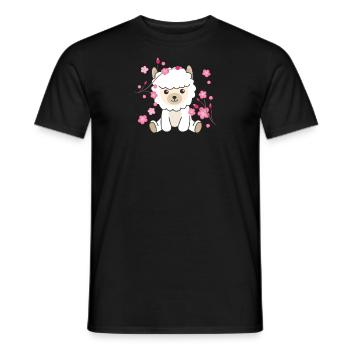 Alpaga animaux mignons pour enfants Kawaii - T-shirt homme - noir - Devant - AI Model Male 178 light (178cm)