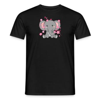Elephant cute animals for kids kawaii - Men's T-Shirt - black - Front - AI Model Male 178 light (178cm)
