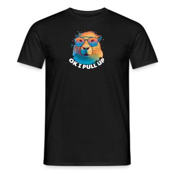 Capybara animaux mignons pour enfants Ok je tire vers le haut - T-shirt homme - noir - Devant - AI Model Male 178 light (178cm)
