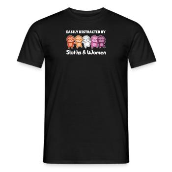 Drapeau Lesbien Fierté LGBTQ Mignon Paresseux - T-shirt homme - noir - Devant - AI Model Male 178 light (178cm)