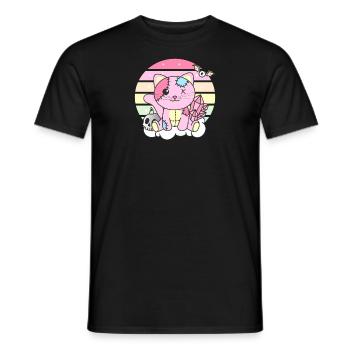 Kawaii Gothic Cat Pastel Gothic Goth - Men's T-Shirt - black - Front - AI Model Male 178 light (178cm)