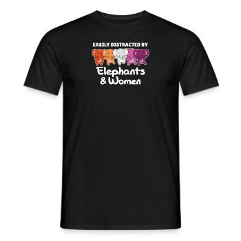 Lesbian Flag Pride LGBTQ Cute Elephant - Men's T-Shirt - black - Front - AI Model Male 178 light (178cm)