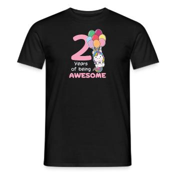 Licorne pour les enfants de 2e anniversaire de deux ans - T-shirt homme - noir - Devant - AI Model Male 178 light (178cm)