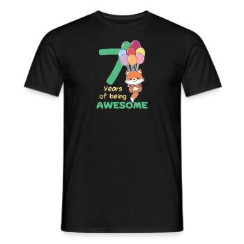 Fuchs zum 7. Geburtstag Kinder sieben Jahre alt - Männer T-Shirt - Schwarz - Vorne - AI Model Male 178 light (178cm)