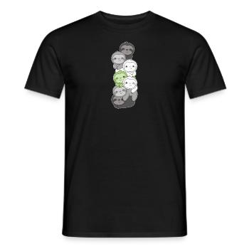Agender Flag Pride LGBTQ Cute Sloth Stack - Men's T-Shirt - black - Front - AI Model Male 178 light (178cm)