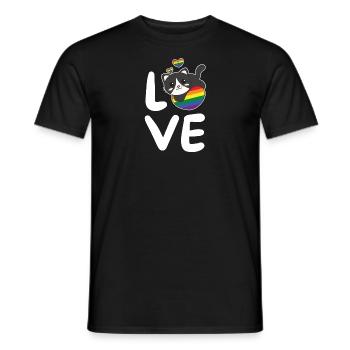 Regenbogen Flag Pride LGBTQ süßer Katze Love - Männer T-Shirt - Schwarz - Vorne - AI Model Male 178 light (178cm)