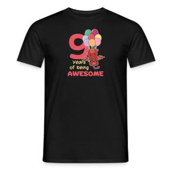 Drache zum 9. Geburtstag Kinder neun Jahre alt - Männer T-Shirt - Schwarz - Vorne - AI Model Male 178 light (178cm)