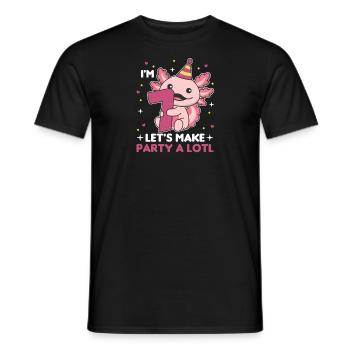 7th Birthday Axolotl Seven Year Old Cute Axolotls - Men's T-Shirt - black - Front - AI Model Male 178 light (178cm)