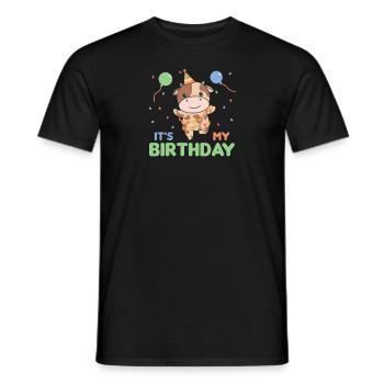 Vache pour anniversaire pour les enfants c’est mon anniversaire - T-shirt homme - noir - Devant - AI Model Male 178 light (178cm)