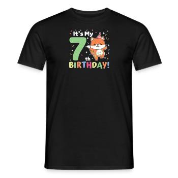 Fuchs zum 7. Geburtstag Kinder sieben Jahre alt - Männer T-Shirt - Schwarz - Vorne - AI Model Male 178 light (178cm)