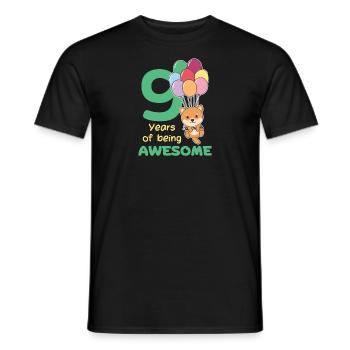 Shiba Inu for 9th birthday children nine years old - Men's T-Shirt - black - Front - AI Model Male 178 light (178cm)