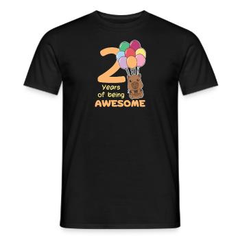 Capybara pour les enfants de deux ans qui fêtent leur 2ème anniversaire - T-shirt homme - noir - Devant - AI Model Male 178 light (178cm)