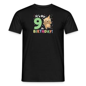 Otter for the 9th birthday children nine years old - Men's T-Shirt - black - Front - AI Model Male 178 light (178cm)