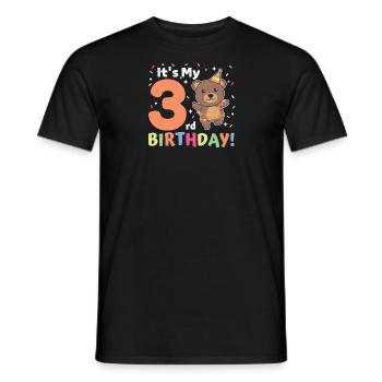 Bear for 3rd birthday children three years old - Men's T-Shirt - black - Front - AI Model Male 178 light (178cm)