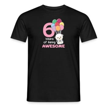 Sheep for 6th birthday children six years old - Men's T-Shirt - black - Front - AI Model Male 178 light (178cm)