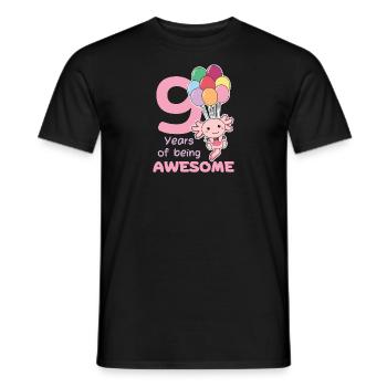 Axolotl for 9th birthday children nine years old - Men's T-Shirt - black - Front - AI Model Male 178 light (178cm)